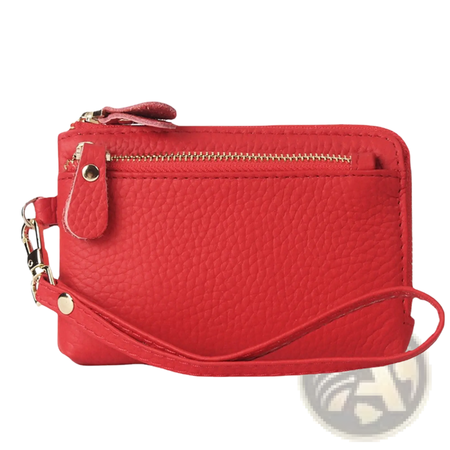 Premium Textured Leather Wristlet Wallet with Gold Hardware