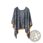 Printed Silk Patterned Pullover Shawl Cape Outerwear