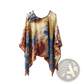 Printed Silk Patterned Pullover Shawl Cape Outerwear