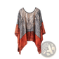 Printed Silk Patterned Pullover Shawl Cape Outerwear