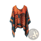 Printed Silk Patterned Pullover Shawl Cape Outerwear