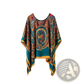 Printed Silk Patterned Pullover Shawl Cape Outerwear