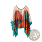 Printed Silk Patterned Pullover Shawl Cape Outerwear