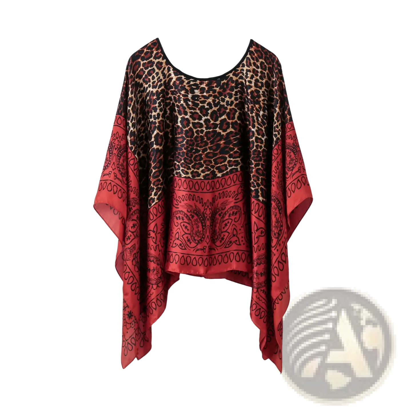 Printed Silk Patterned Pullover Shawl Cape Outerwear