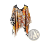 Printed Silk Patterned Pullover Shawl Cape Outerwear