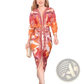 Printed V-neck Geometric Wrap Midi Dress
