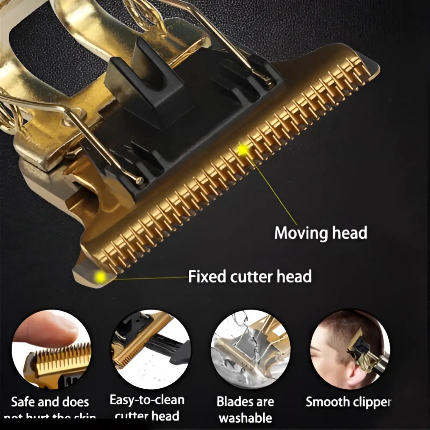 Professional Cordless Hair Clippers Gold Beard Trimmer