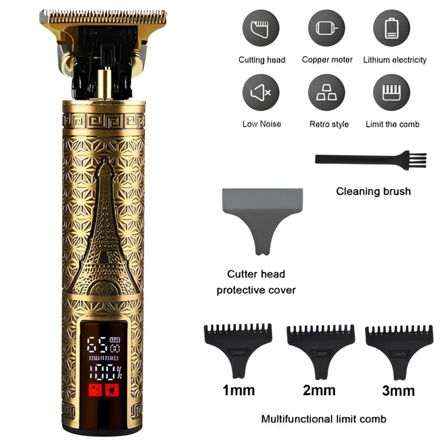 Professional Cordless Hair Clippers Gold Beard Trimmer