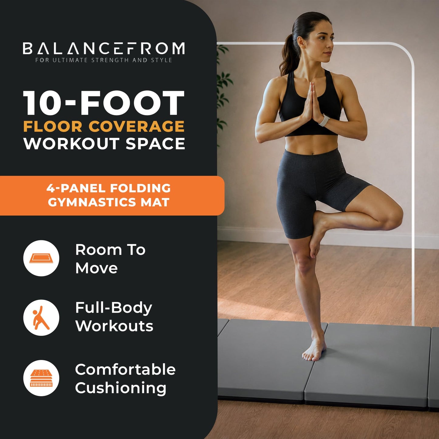 Tapete de ginástica dobrável multiuso BalanceFrom Fitness 120 x 48", azul