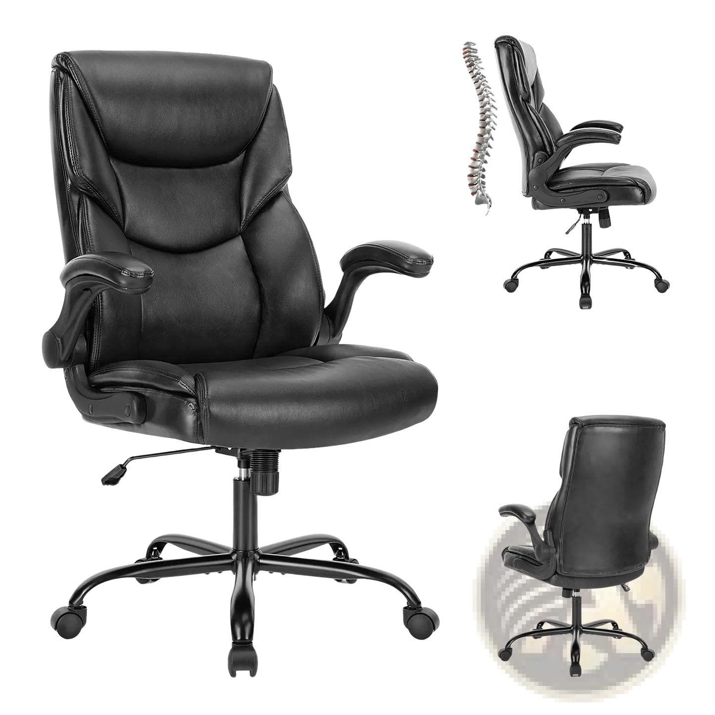 Pu Leather Ergonomic Office Chair with Flip-up Arms