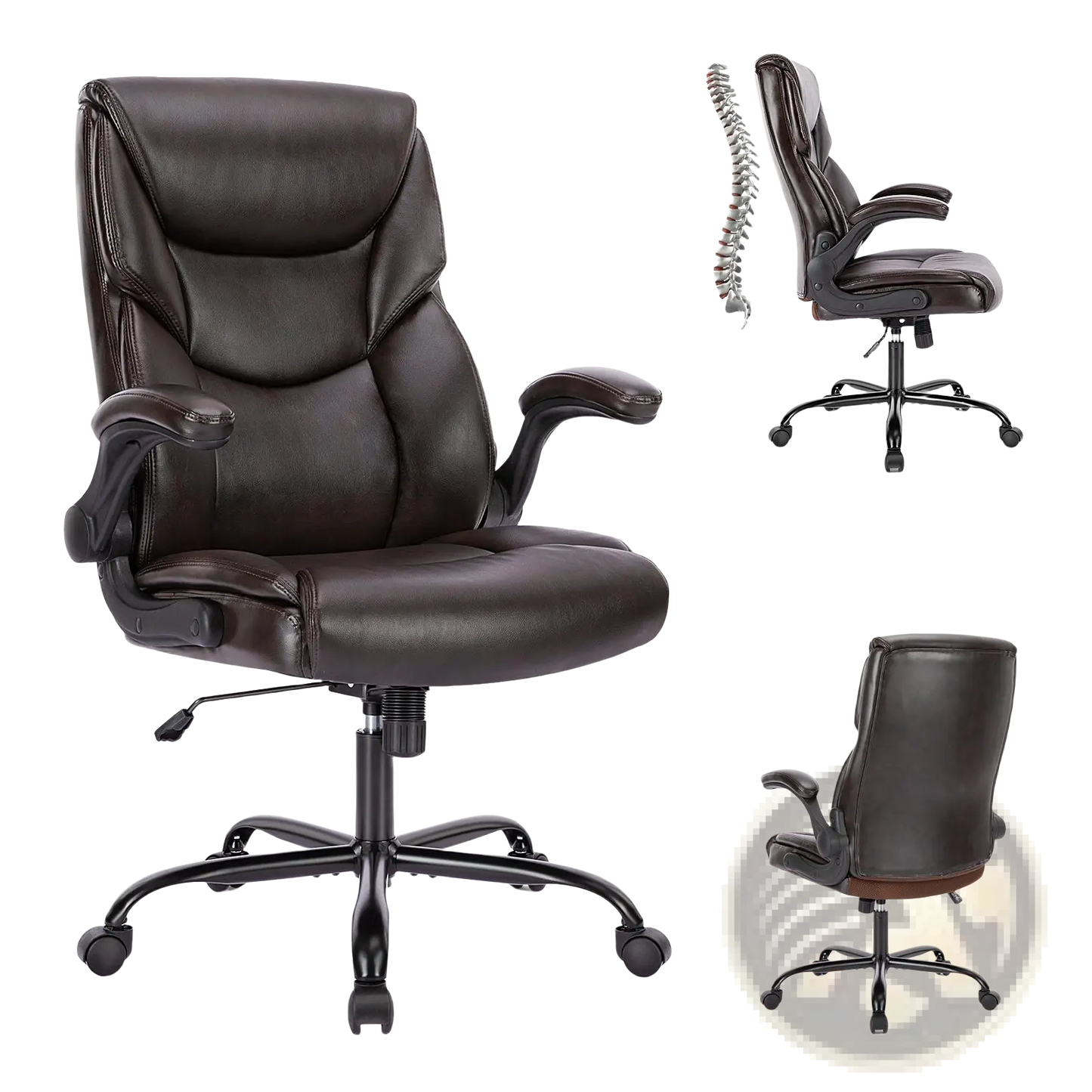 Pu Leather Ergonomic Office Chair with Flip-up Arms