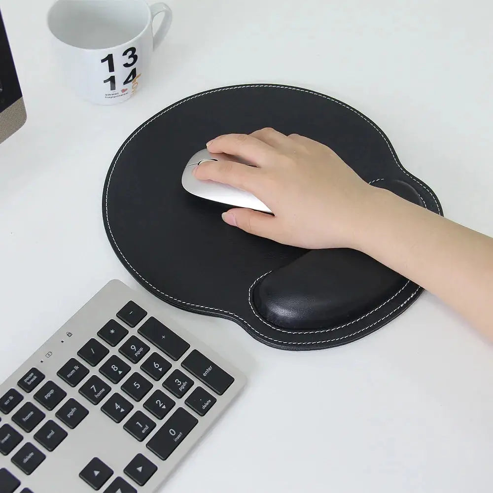 Ergonomic Pu Leather Mouse Pad with Wrist Support