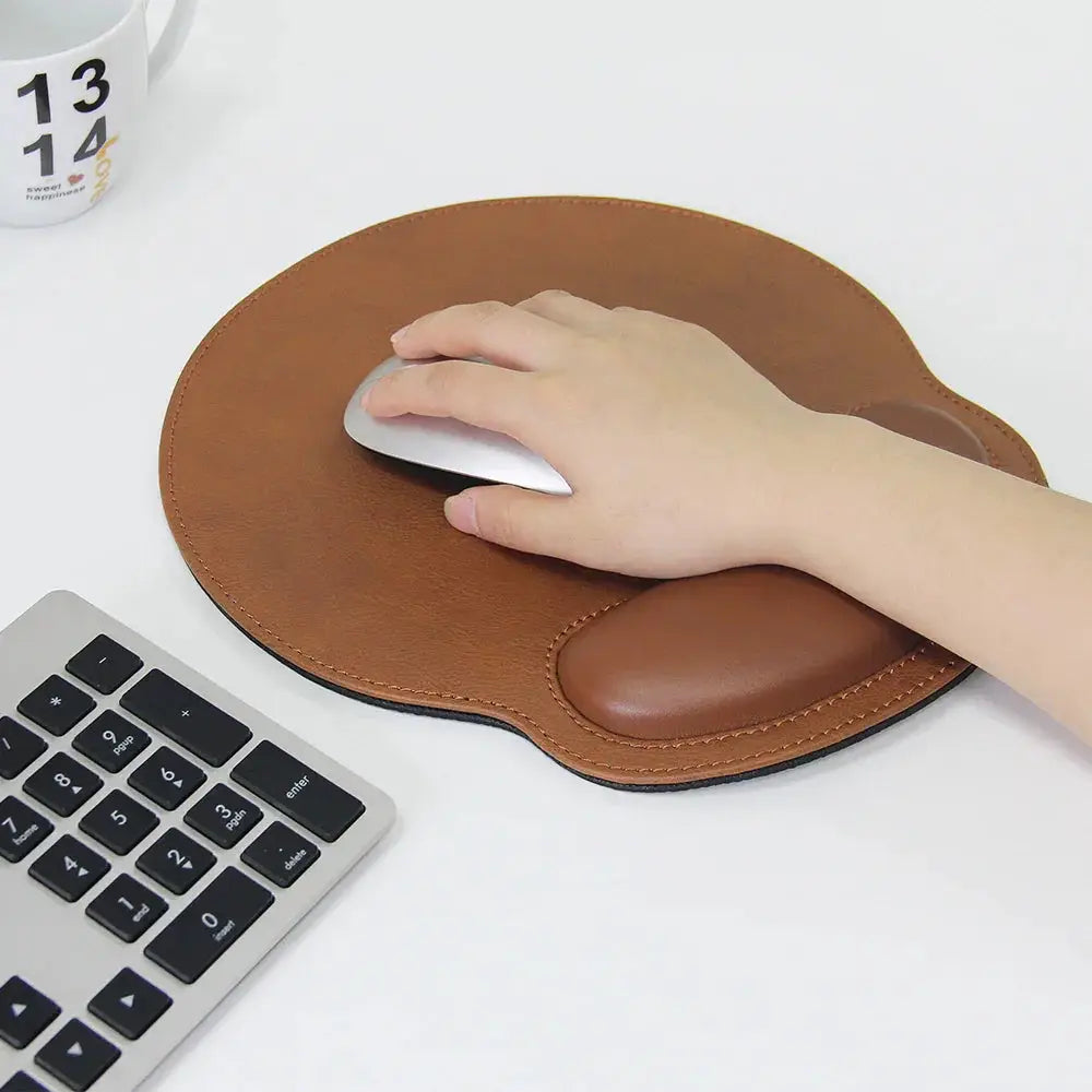 Ergonomic Pu Leather Mouse Pad with Wrist Support