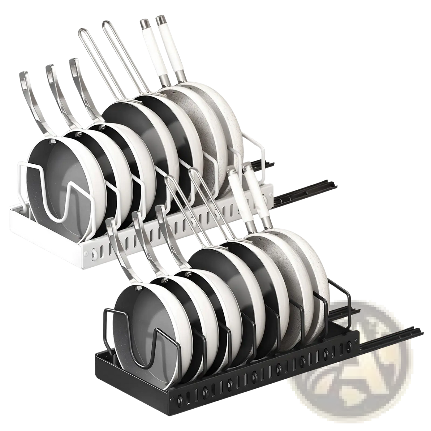 Pull out Pots and Pans Organizer with 8 Dividers