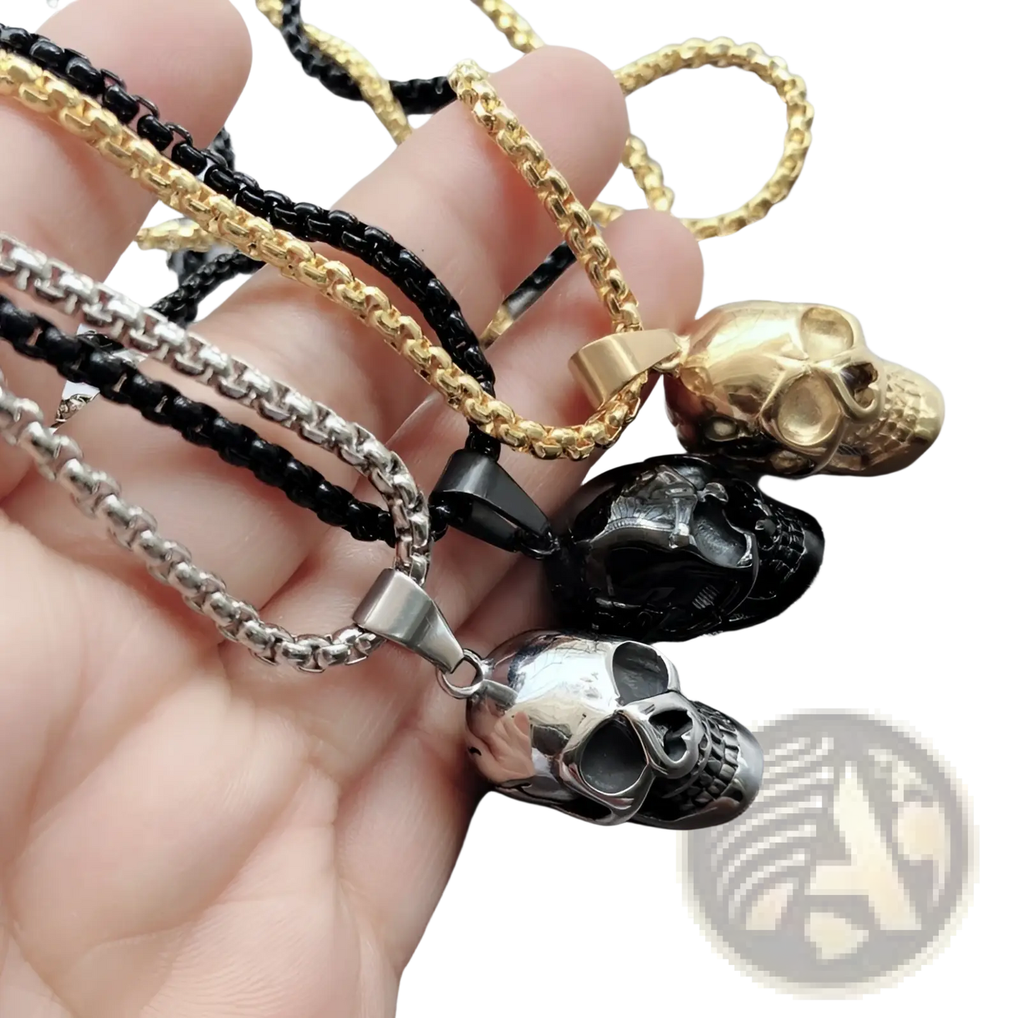 Punk Skull Pendant Titanium Steel Necklace for Men and Women