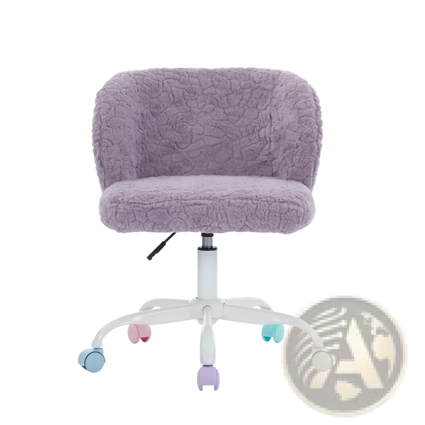 Purple Faux Fur Desk Chair with Colorful Wheels