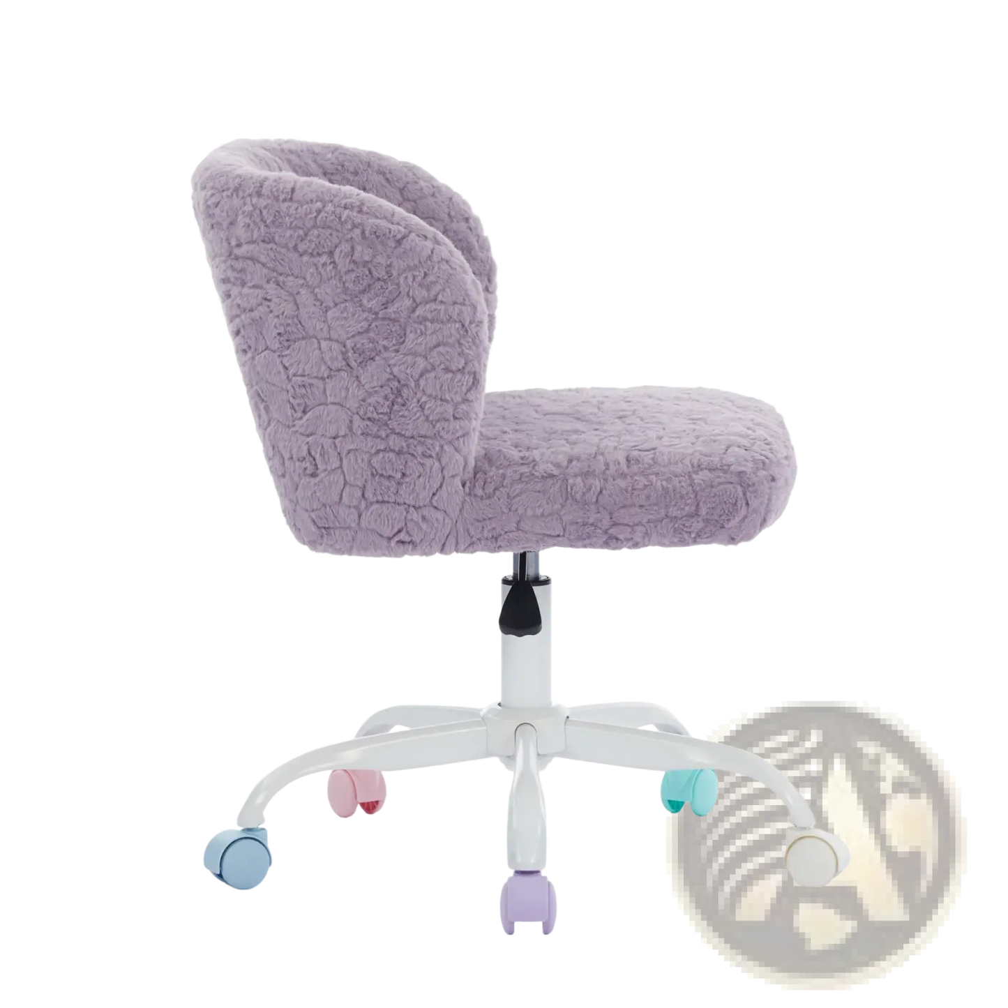 Purple Faux Fur Desk Chair with Colorful Wheels