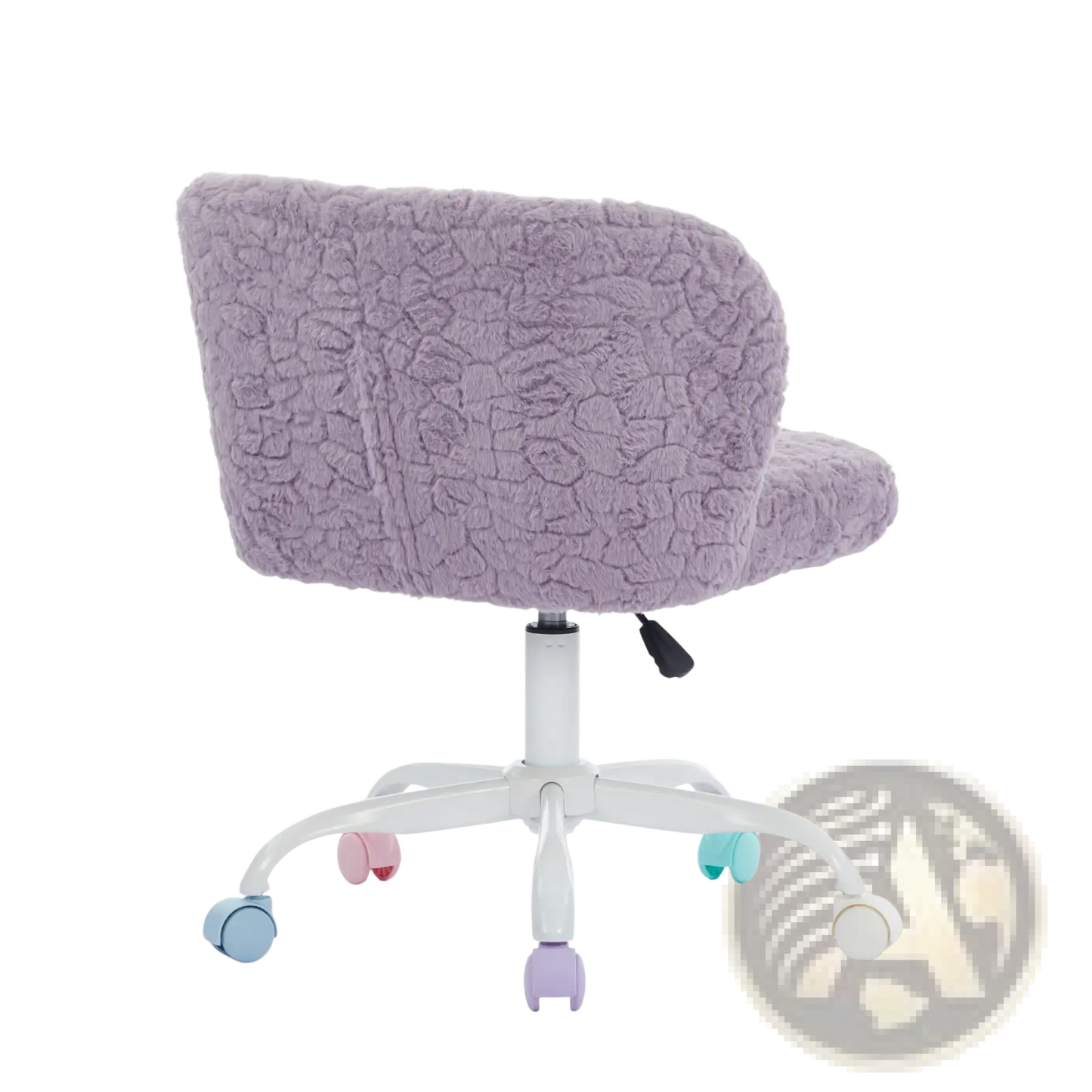Purple Faux Fur Desk Chair with Colorful Wheels