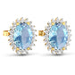 2.36 Carat Genuine Aquamarine and White Diamond 14K Yellow Gold Earrings