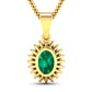 1.13 Carat Genuine Zambian Emerald and White Diamond 14K Yellow Gold Pendant