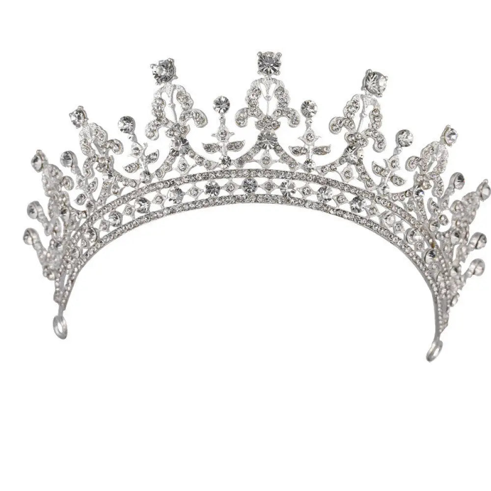 Ornate Crystal Queen Bridal Tiara in Gold and Silver