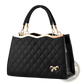 Quilted Bow Crossbody Handbag with Gold Hardware