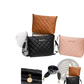 Quilted Chain Messenger Bag with Striped Crossbody Strap