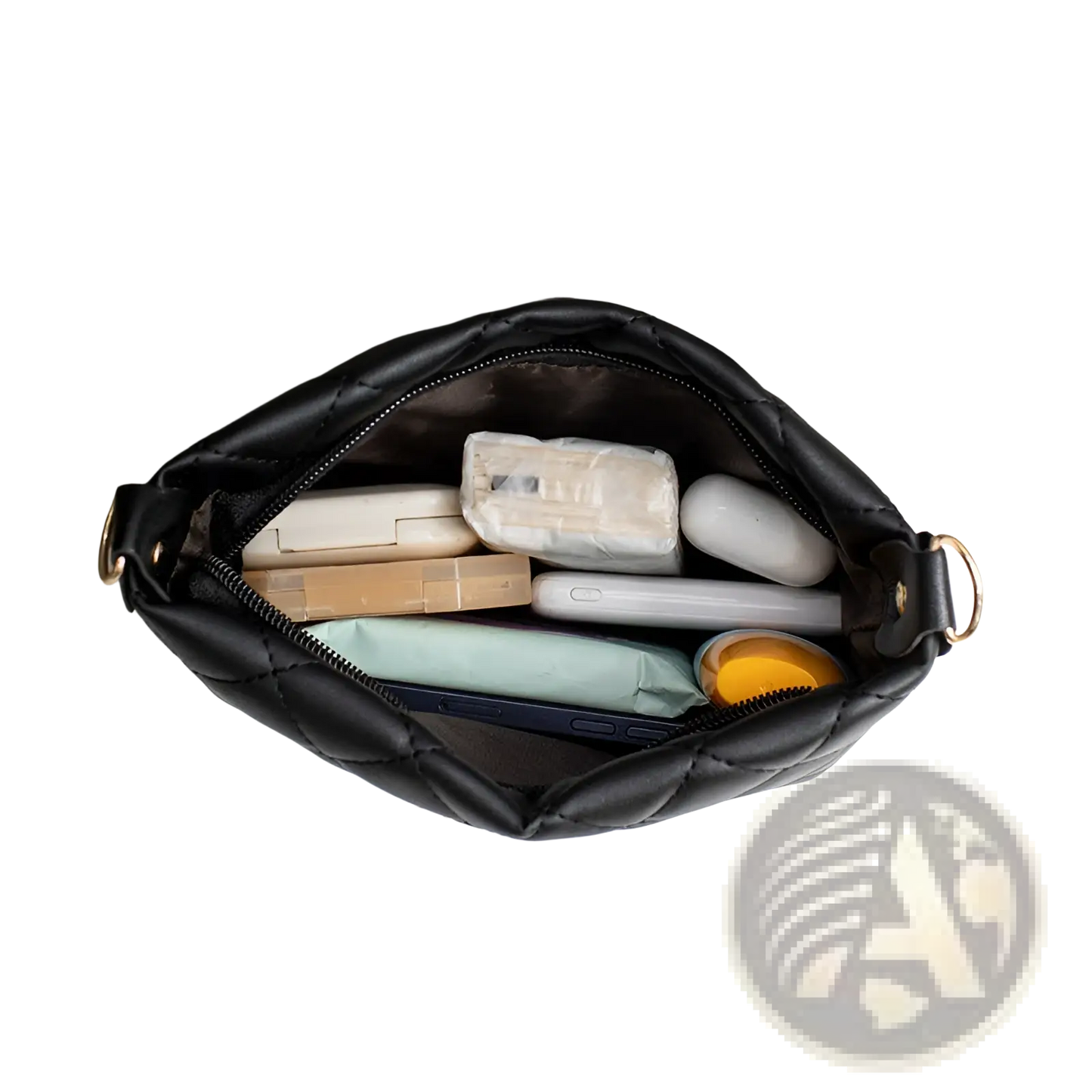 Quilted Chain Messenger Bag with Striped Crossbody Strap