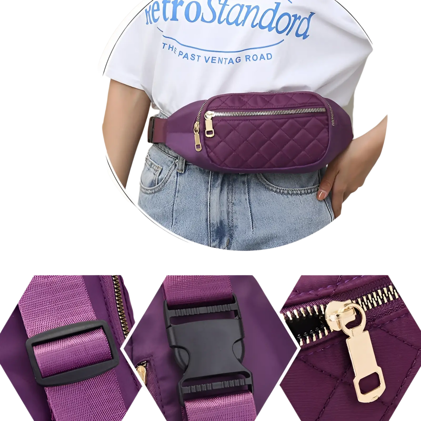 Quilted Crossbody Fanny Pack for Women and Sports