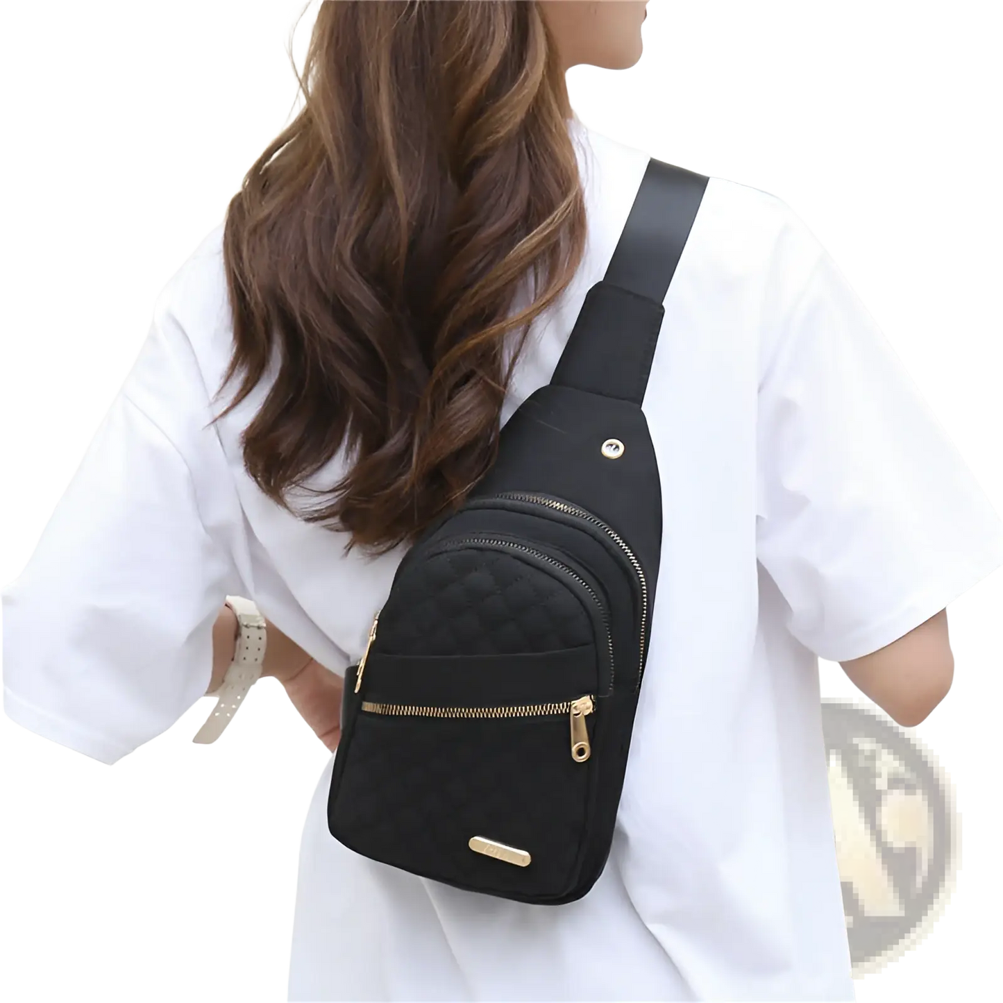Quilted Crossbody Slanted Chest Bag for Women