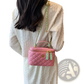 Quilted Diamond Chain Crossbody Bag with Pu Leather
