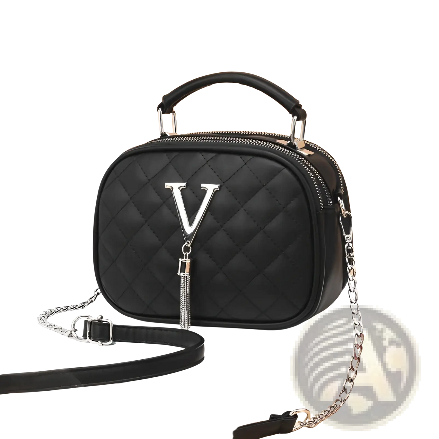 Quilted Handbag with Silver Hardware Chain Strap