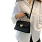 Quilted Heart Clasp Crossbody Bag with Ruched Handle