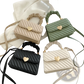 Quilted Heart Clasp Crossbody Bag with Ruched Handle