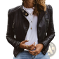 Quilted Leather Moto Jacket Slim Fit Women's Coat