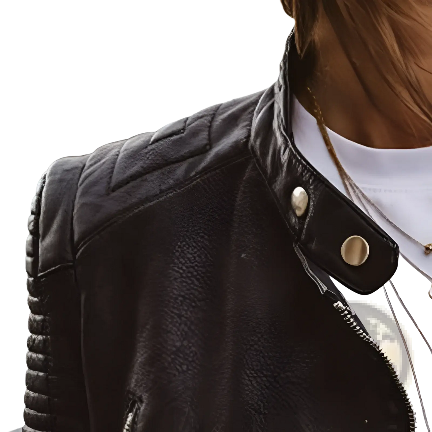 Quilted Leather Moto Jacket Slim Fit Women's Coat