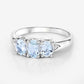 0.95 Carat Genuine Aquamarine and White Diamond .925 Sterling Silver Ring
