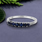 0.45 Carat Genuine Blue Sapphire and White Diamond 14K White Gold Ring