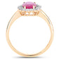 1.48 Carat Genuine Ruby and White Diamond 14K Yellow Gold Ring