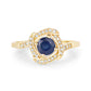 0.73 Carat Genuine Blue Sapphire and White Diamond 14K Yellow Gold Ring