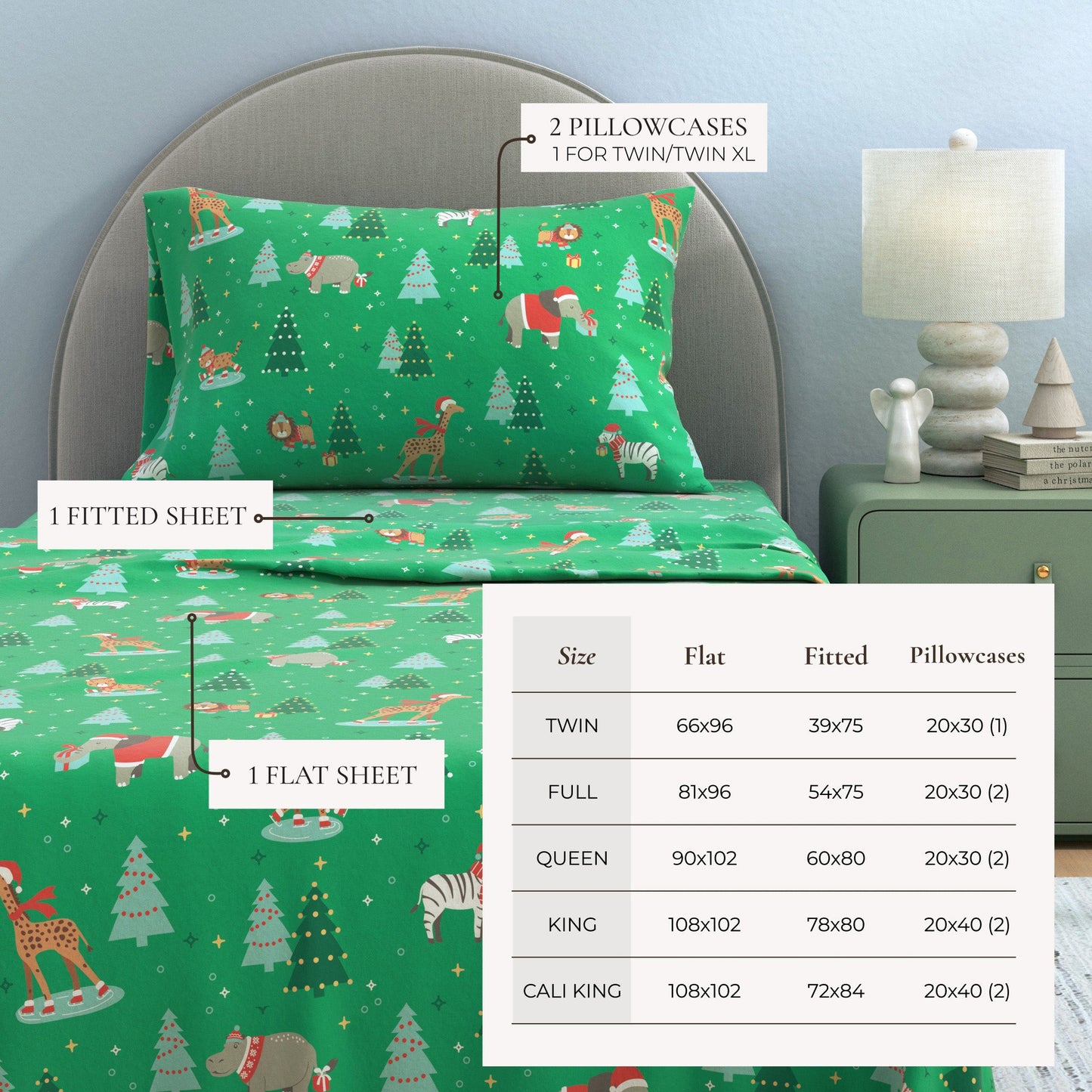 4-Piece Turkish Cotton Christmas Flannel Sheet - Whittaker Collection