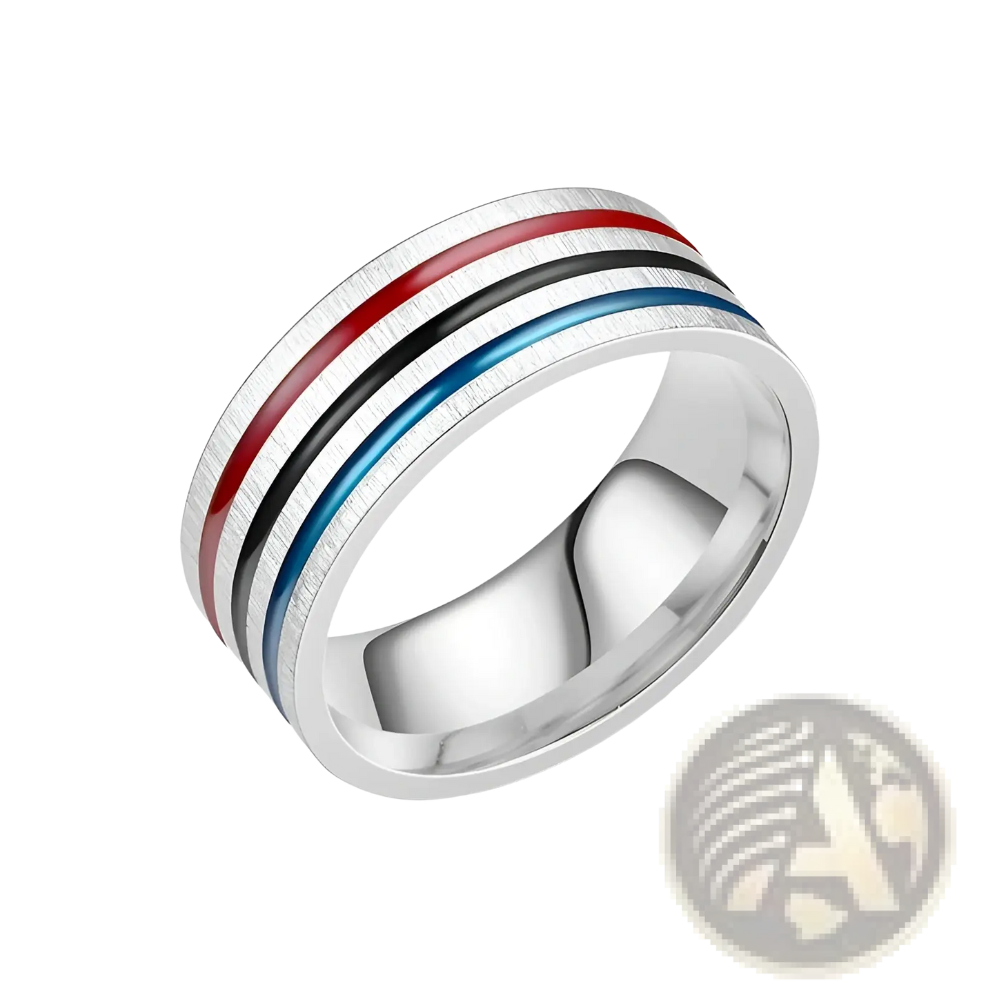 Rainbow Enamel Inlay Stainless Steel Unisex Band Ring