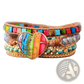 Rainbow Heart Imperial Stone Leather Wrap Bracelet