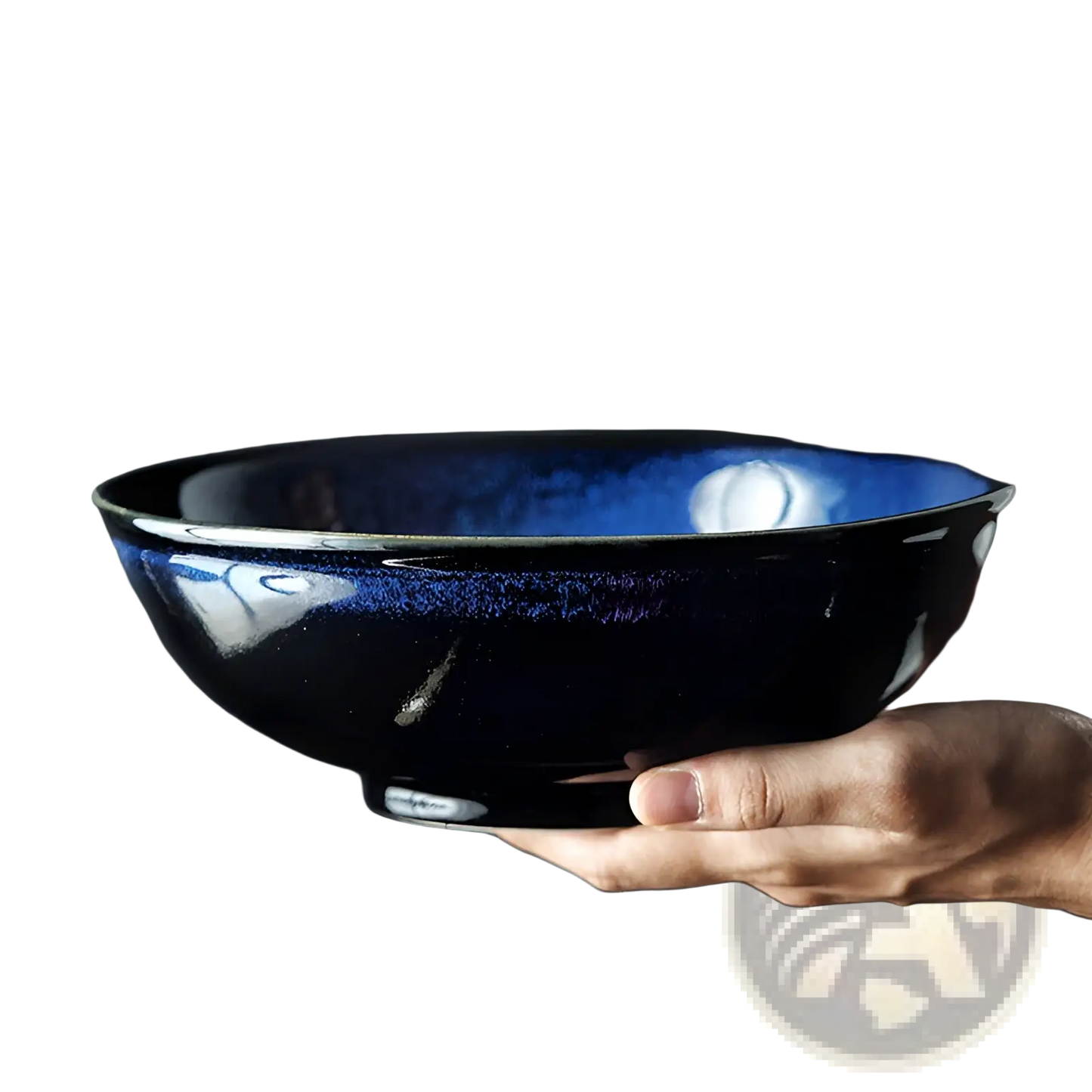 Ramen Bowl Ceramic 8.5 Inch Cat Eye Blue Noodle Bowl