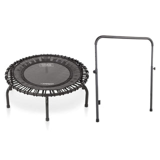 JumpSport 220 Fitness Rebounder Mini Trampolim e Acessório de Barra de Apoio, Preto