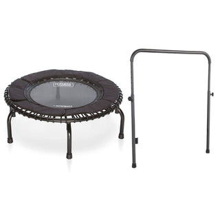 JumpSport 250 Fitness Rebounder Mini Trampolim e Acessório de Barra de Apoio, Preto