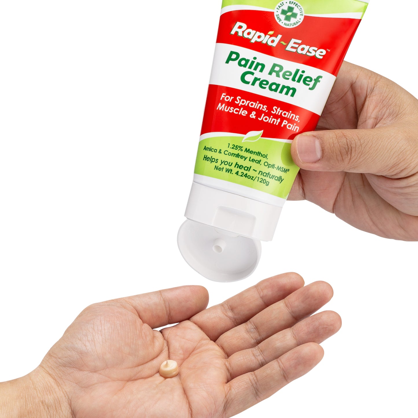 Creme para alívio da dor Rapid-Ease - Para entorses, distensões e dores musculares e nas 7 articulações - Mentol, arnica e folhas de confrei