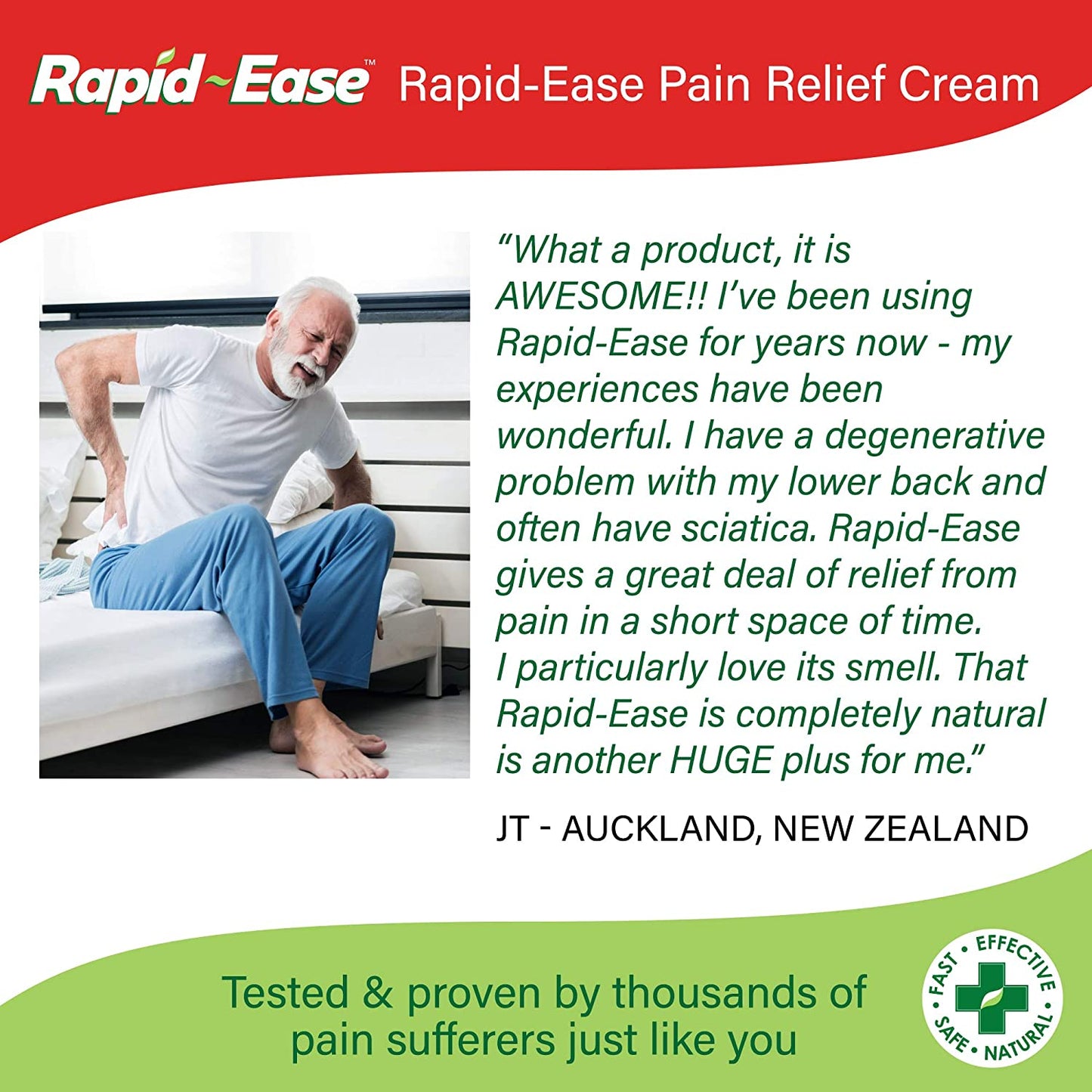 Creme para alívio da dor Rapid-Ease - Para entorses, distensões e dores musculares e nas 7 articulações - Mentol, arnica e folhas de confrei