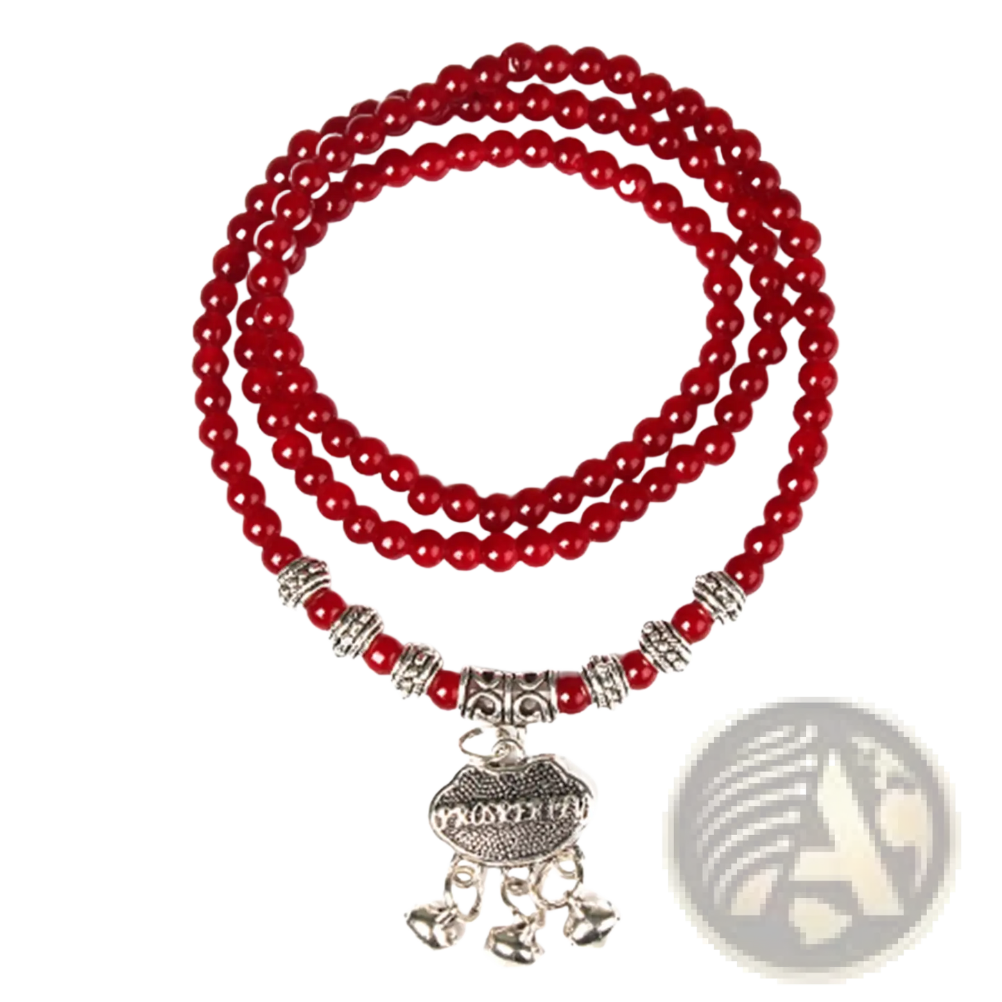 Red Agate Good Luck Bracelet with Engraved Protect Charm