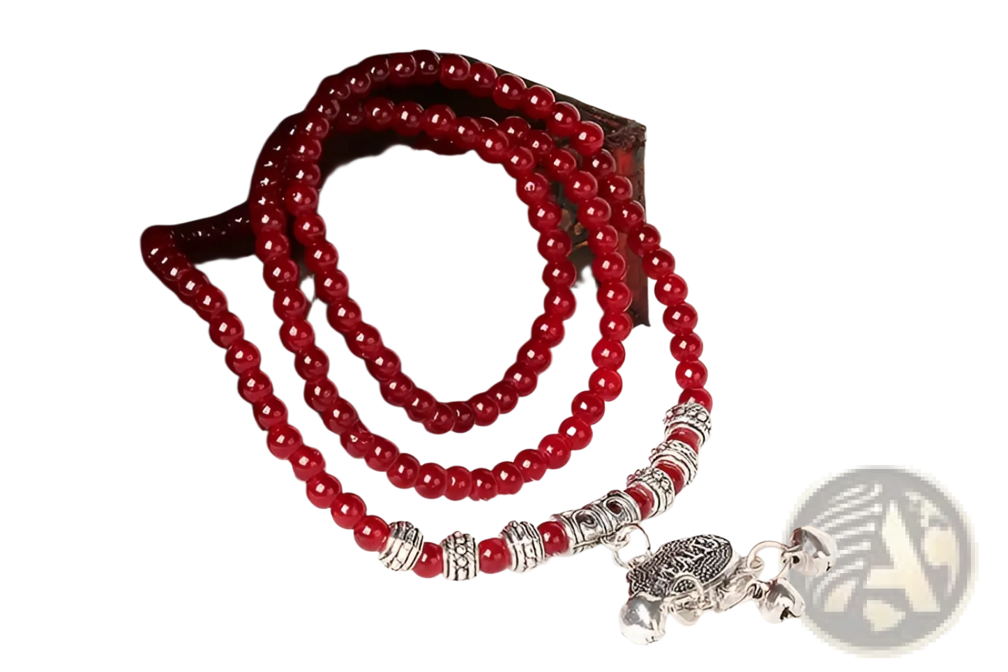 Red Agate Good Luck Bracelet with Engraved Protect Charm